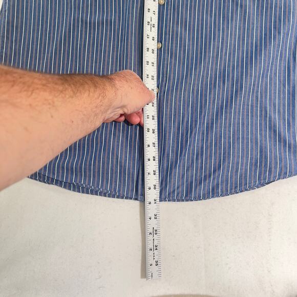 Kenneth Gordon KSG Button Down Shirt Men's Large Cotton Blue Stripe Made In USA - Picture 9 of 12